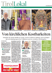 Heute in der Tiroler Tageszeitung: Unsere Basilika Mariathal im Fokus